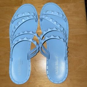 Lovely never worn studded jellies in powder blue